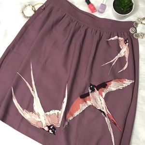 Ann Taylor purple bird skirt NWT 12